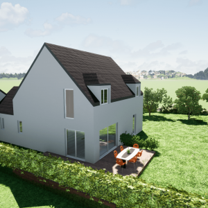 Maison toiture 2 pans avec garage simple - Cécile Geiller - La Maison Des Architectes