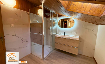 rénovation chalet Praz-sur-Arly, rénovation maison montagne, modernisation chalet ancien, artisan rénovation Haute-Savoie, la maison des travaux chamonix