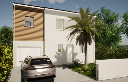 Vue 3D - Surélévation de maison de 30 m² à Vertou