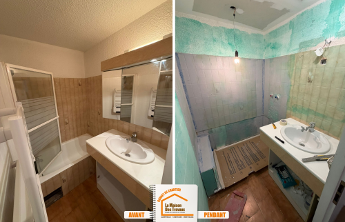  rénovation salle de bains Haute-Savoie, douche moderne montagne, remplacement baignoire par douche, aménagement salle de bains, rénovation intérieure Sallanches
