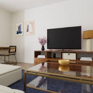 Projection 3D d'une pièce de vie et d'un salon - Amélie Clémencet - La Maison Des Architectes