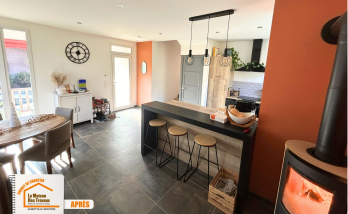 fenêtres double vitrage rénovation, carrelage grand format, électroménager intégré cuisine, peinture murs cuisine, matériaux écologiques rénovation