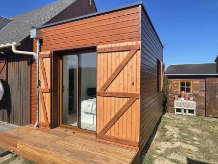 Extension avec baie vitrée coulissante (Colleville-Montgomery 14880)