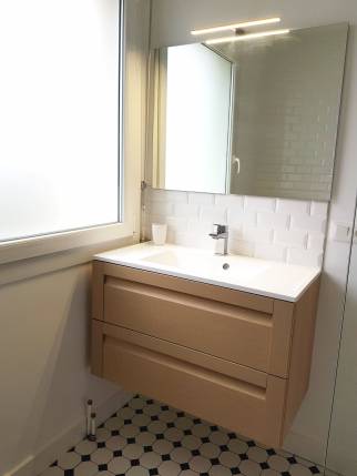 Rénovation de salle de bain avec meuble vasque suspendu - Lille 59000