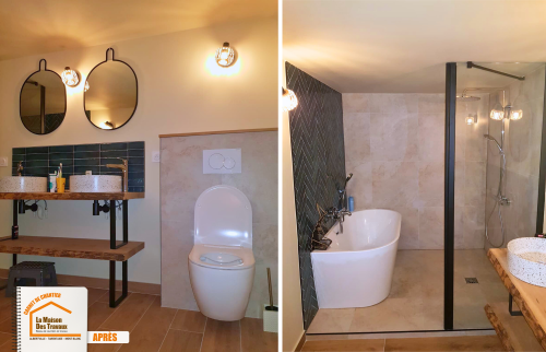 rénovation WC La Côte-d’Aime, salle de bains design Savoie, zellige salle de bains, création douche italienne, rénovation intérieure Tarentaise