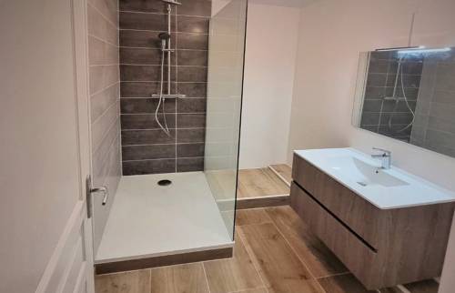 Salle de bain rénovée avec douche à l'italienne