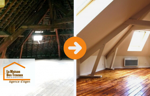 👉 Découvrez la transformation spectaculaire d’un grenier sombre en pièce lumineuse et chaleureuse. Un avant/après bluffant orchestré par La Maison Des Travaux Agen.
