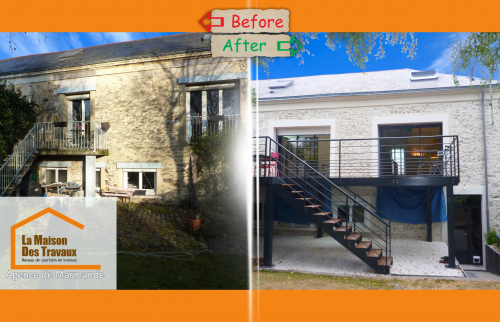 Rénovation façade et terrasse moderne proche de Marmande par Sandrine Férin, La Maison Des Travaux de Marmande.