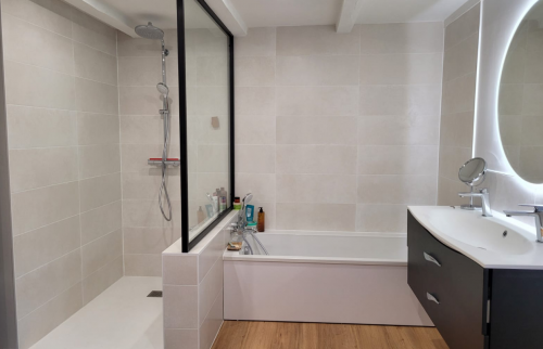 Salle de bain - douche et baignoire