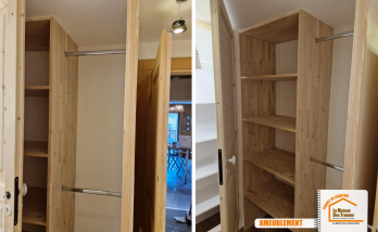 Rénovation maison Beaufort, Meubles sur-mesure bois, Sol PVC effet bois, Artisan rénovation intérieur