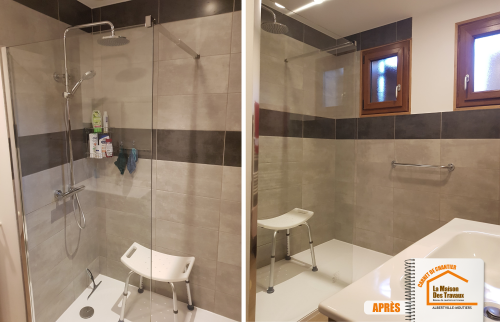 Rénovation salle de bain Mercury, Douche plain-pied PMR, Barre d’appui salle de bain, Financement travaux salle de bain