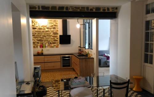 Ouverture mur porteur IPN et pierres apparentes