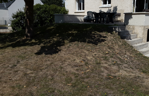 Aménagement d'une jolie allée de jardin en pente
