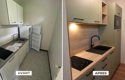 Rénovation appartement - cuisine avant:après