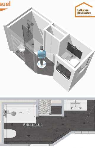 plan 3D de la future salle de bain