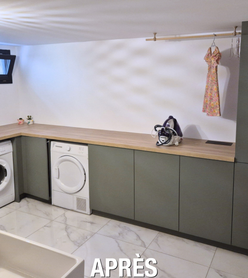 buanderie sur mesure Valserhône, rangement push-up Pays de Gex, cabine de douche compacte Gex, design intérieur Divonne-les-Bains, optimisation d’espace Ferney-Voltaire