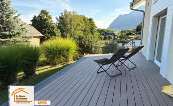  La Maison des Travaux Moûtiers, artisan terrasse Mercury, rénovation extérieure Savoie, pose lames composite, aménagement extérieur