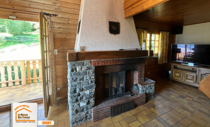  rénovation complète chalet, modernisation maison de montagne, rénovation salon chalet, artisans locaux montagne, courtier en travaux sallanches