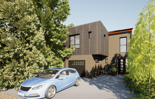 Vue 3D façade - Extension en zinc à Saint-Sébastien-sur-Loire