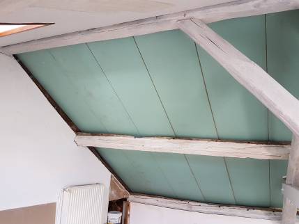 Travaux d'isolation thermique extérieure en cours en vue intérieure - Brie-Comte-Robert 77170