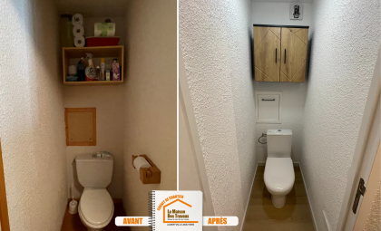 Rénovation appartement Méribel, Salle de bains moderne montagne, Travaux rénovation WC Méribel, Rénovation murs et sols appartement