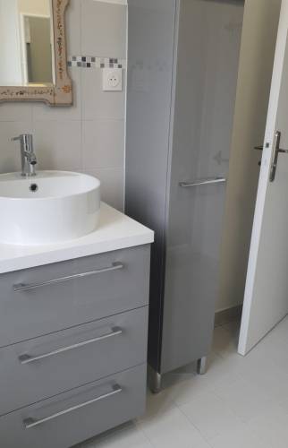 NouveauSalle d'eaurénovée meuble vasque avec vestiaire assorti  - Cergy - 95000 -