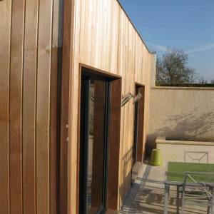 Extension d'une maison en bois, Val d'Oise - Ouvertures côté Sud