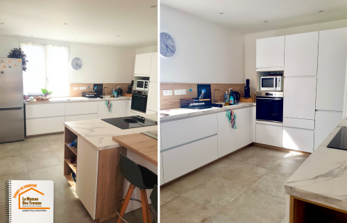 installation cuisine familiale, rénovation complète cuisine, entreprise travaux Aigueblanche, ouverture mur cuisine sécurisée, aménagement cuisine moderne, La Maison des Travaux Moûtiers