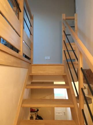Remplacement d'escalier intérieur - nouvel escalier avec garde-corps et rampe - Nantes 44