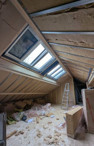 Installation de verrières de toit à 3 ouvertures