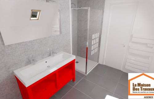 Dessin 3D de rénovation de salle de bain moderne