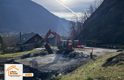 La Maison des Travaux Albertville, démolition bâtiment communal, sécurité chantier Rognaix, reconstruction bâtiment public, travaux publics Savoie