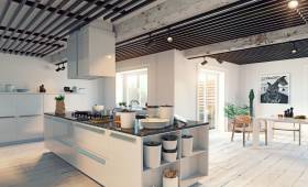 Cuisine ouverte sur la pièce de vie