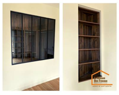 Installation de verrière et bibliothèque d'angle