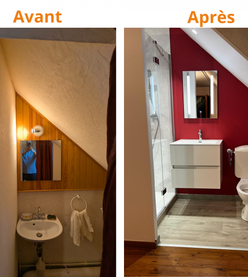 Avant après travaux sdb Olivet