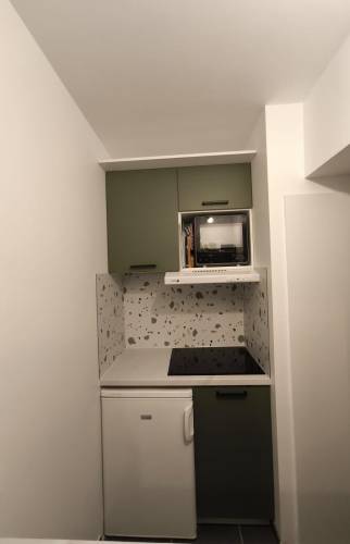 avoriaz-74110-renovation-appartement-cuisine-compacte-meubles-verts-plaque-cuisson-frigo