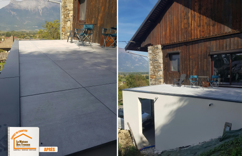 La Maison des Travaux Albertville Moûtiers, rénovation terrasse Savoie, construction carport Savoie, dalles sur plots Savoie, courtier travaux Savoie