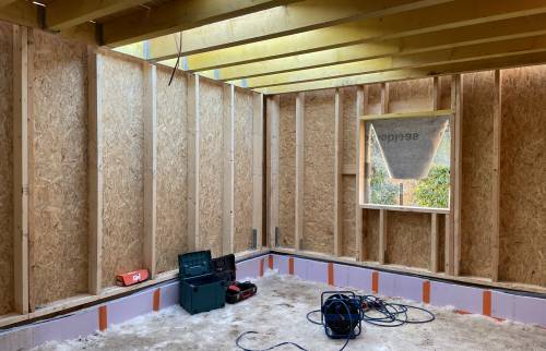 chantier en cours : intérieur de l'extension