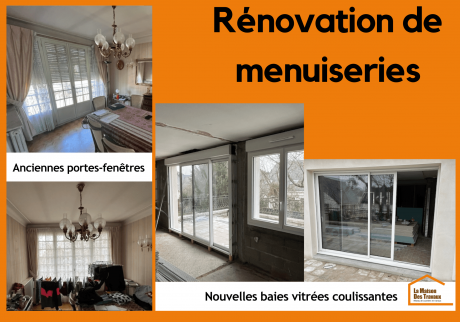 Rénovation de menuiserie avec remplacement de porte-fenêtre et installation de baies vitrées coulissantes - Nantes 44