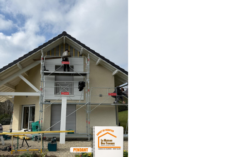  rénovation façade Sallanches, bardage PVC extérieur maison, travaux façade Haute-Savoie, protection façade maison montagne, la maison des travaux chamonix, la maison des travaux