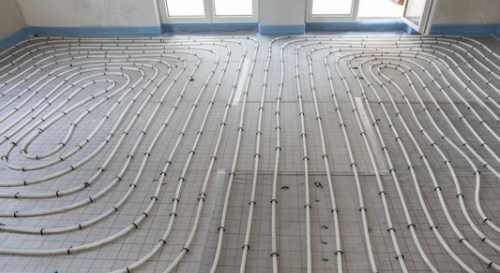 Vue totale sur le système du plancher chauffant