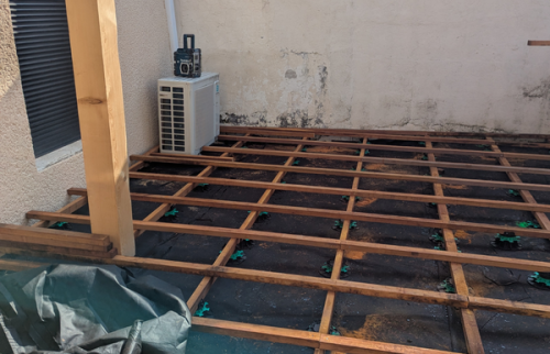 structure de la terrasse pendant les travaux