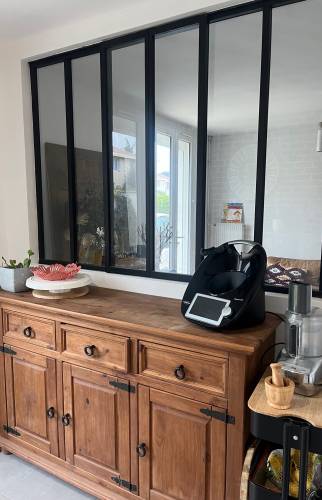 Verrière d'atelier , vue depuis cuisine