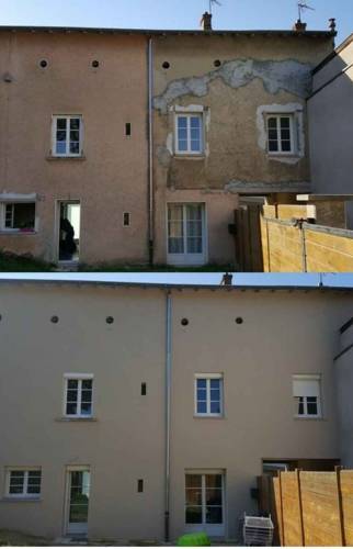 Ravalement d'une Façade en Pisé - Lyon / Francheville