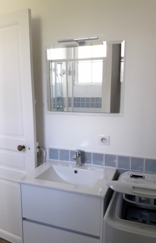 Meuble vasque à tiroirs - lave linge