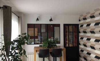  Verrière intérieure et porte-verrière entre cuisine et séjour d'un appartement - Verneuil l'Etang 77390