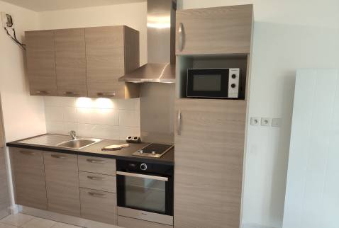 Cuisine linéaire couleur taupe 