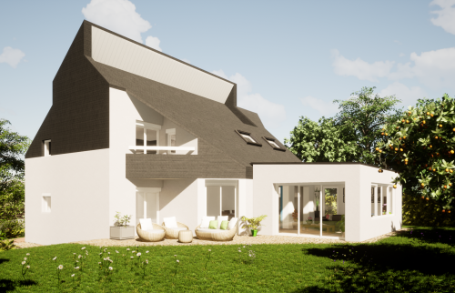 Plan 3D - Extension de maison de 25 m² à Carquefou 