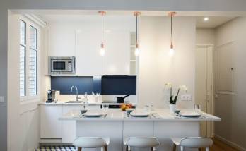 Cuisine blanche avec ilot central à Palaiseau (91)