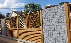 Installation clôture en panneaux de bois et gabion - Bourg-en-Bresse 01